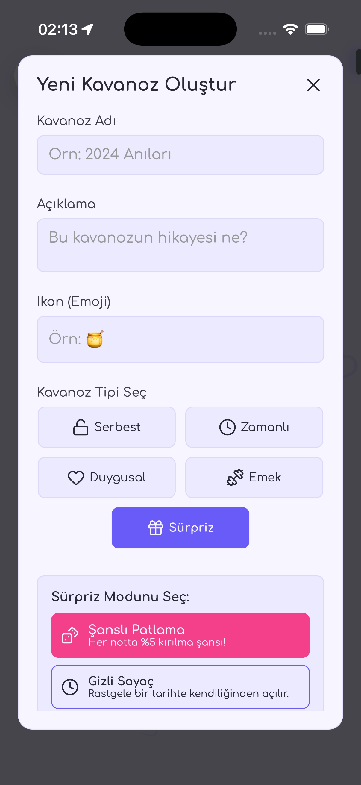Lovline Sürpriz Kavanozlar 🫙 özelliği ekran görüntüsü