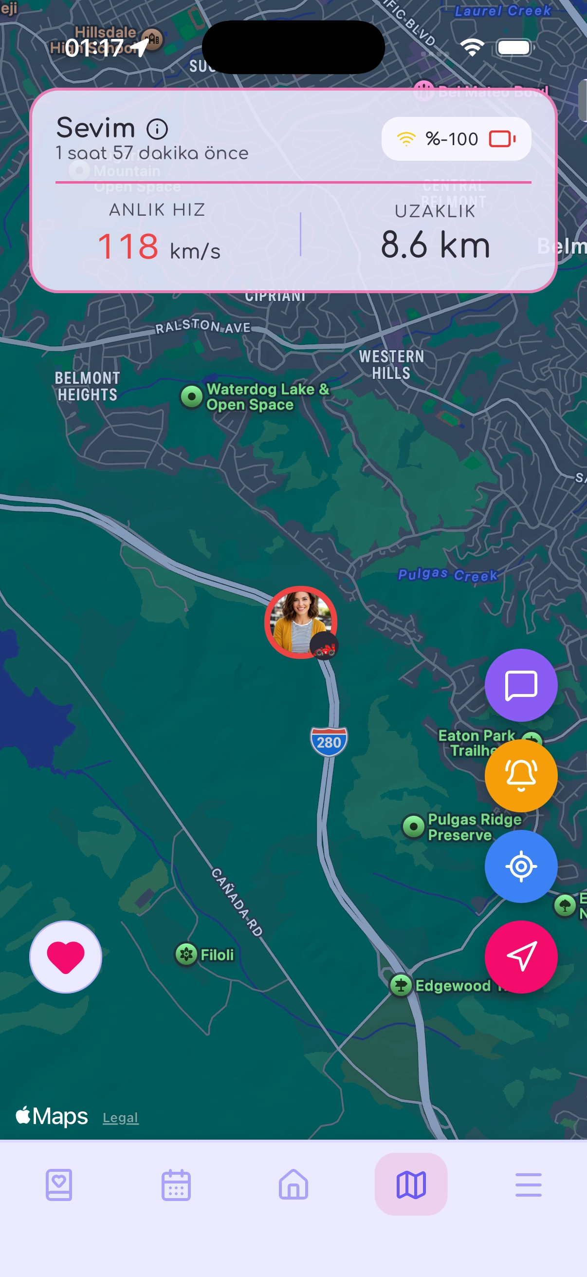 Lovline Anlık Konum Takibi 🗺️ özelliği ekran görüntüsü